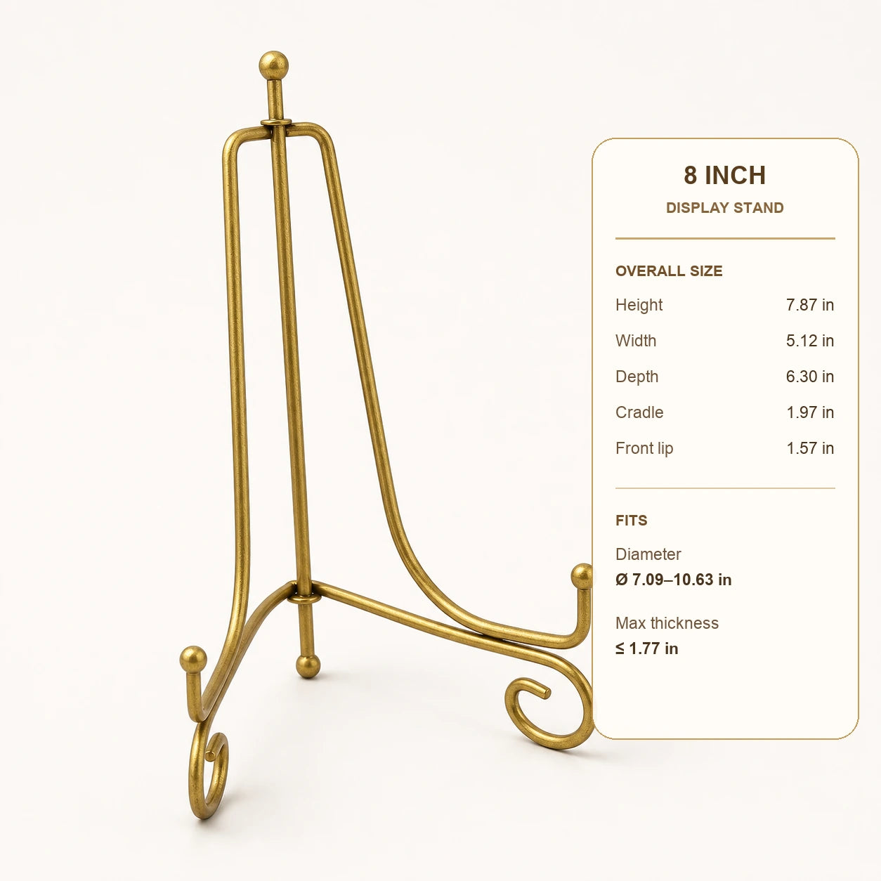 Eight-inch memorial frame stand dimensions