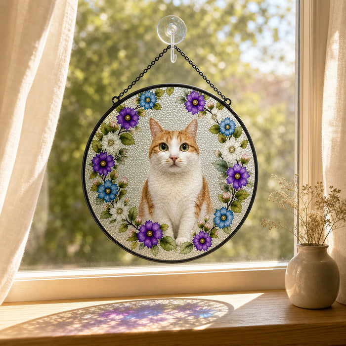 Personalized Stained Glass Cat Suncatcher