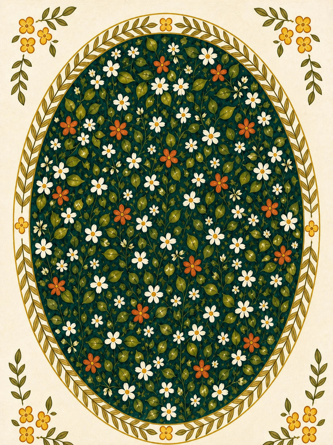 Floral Memorial portrait style for a personalized pet keepsake