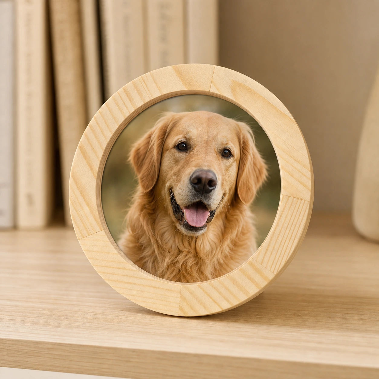 Medium natural wood dog memorial frame without stand