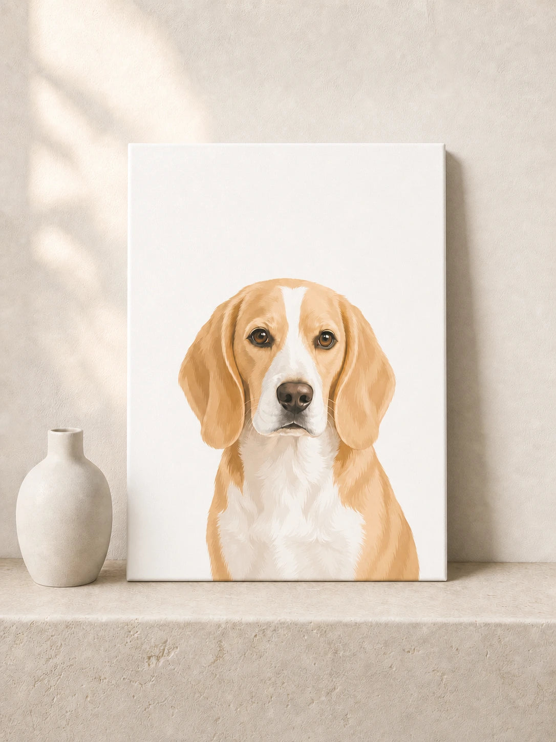 Unframed Modern Minimal custom beagle memorial portrait from a photo