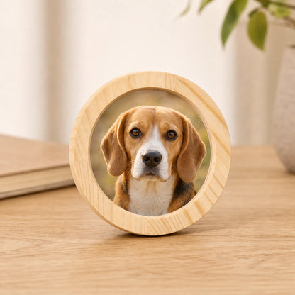 Small natural wood dog memorial frame without stand