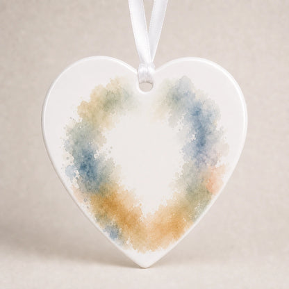 Watercolor photo edge background preview for a heart dog memorial ornament